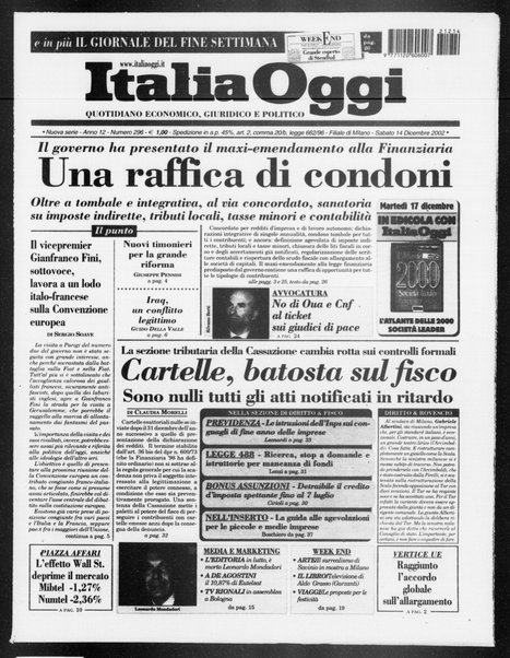 Italia oggi : quotidiano di economia finanza e politica